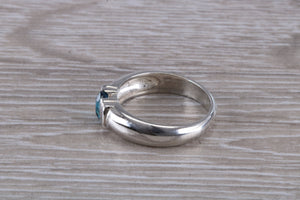 One carat Round cut Blue Topaz Ring