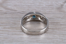 Load image into Gallery viewer, Gents London Blue Topaz set Sterling Silver Signet Ring
