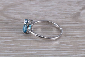Oval cut Blue Topaz set Silver Ring