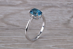 Oval cut Blue Topaz set Silver Ring