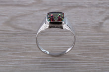 Load image into Gallery viewer, Emerald cut Mystic Topaz set Silver Ring