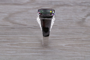 Emerald cut Mystic Topaz set Silver Ring