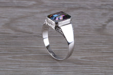 Load image into Gallery viewer, Emerald cut Mystic Topaz set Silver Ring