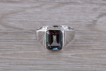 Load image into Gallery viewer, Emerald cut Mystic Topaz set Silver Ring