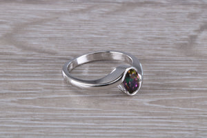 Natural Mystic Topaz set Crossover Ring