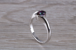 Natural Mystic Topaz set Crossover Ring