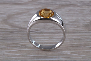 Natural Oval cut Citrine set Silver Ring