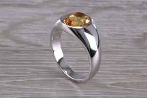 Natural Oval cut Citrine set Silver Ring