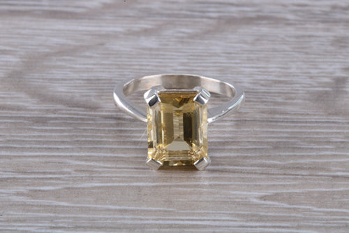 Rectangle cut Citrine set Silver Ring