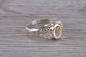 Oval cut Citrine set Silver Ring