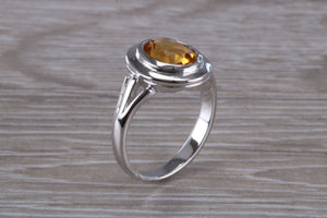 Oval cut Citrine set Silver Ring