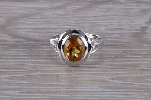 Oval cut Citrine set Silver Ring