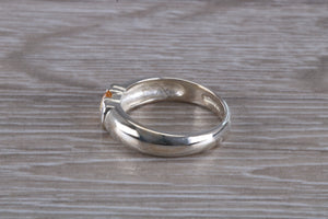 Round cut Citrine Gemstone set Silver Ring