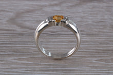 Load image into Gallery viewer, Round cut Citrine Gemstone set Silver Ring
