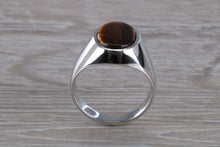 Load image into Gallery viewer, Natural Tigers Eye set Silver Signet Ring