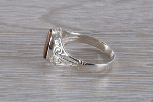 Natural Tigers Eye set Silver Ring