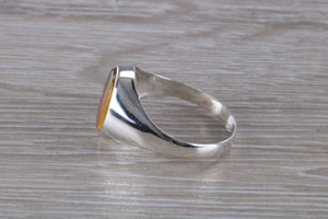 Natural Tigers Eye set Silver Signet Ring