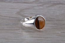 Load image into Gallery viewer, Natural Tigers Eye set Silver Signet Ring