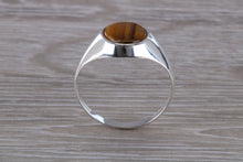 Load image into Gallery viewer, Natural Tigers Eye set Silver Signet Ring