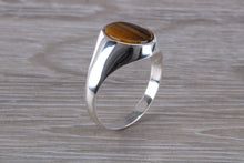 Load image into Gallery viewer, Natural Tigers Eye set Silver Signet Ring