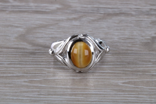 Natural Cats Eye set Chunky Silver Ring
