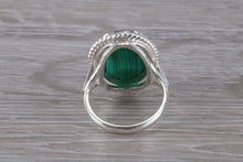 Load image into Gallery viewer, Large Oval cut Malachite set Silver Ring