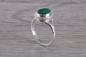Silver Natural Malachite Ring