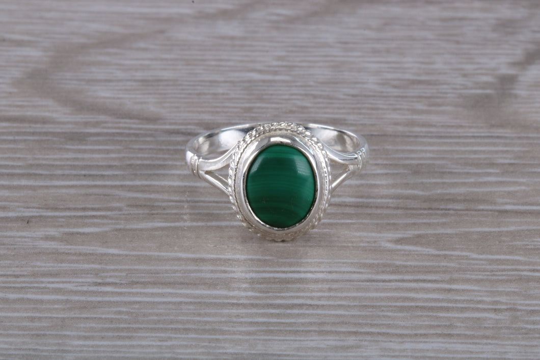 Silver Natural Malachite Ring