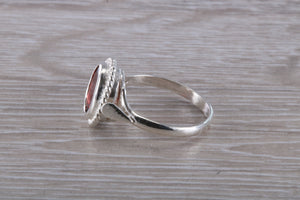 Oval cut Garnet set Silver Ring