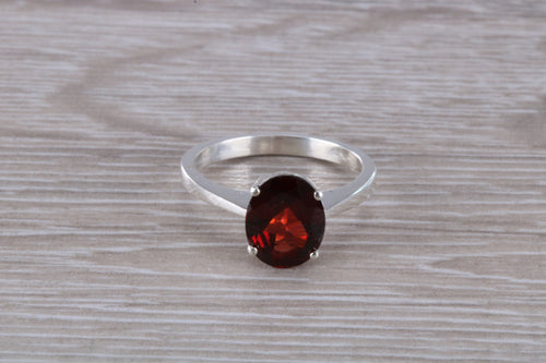 Oval cut Garnet set Silver Ring