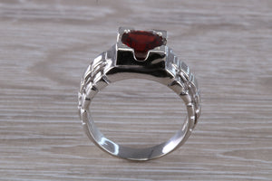 Chunky Gents Garnet set Silver Ring