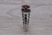 Load image into Gallery viewer, Chunky Gents Garnet set Silver Ring