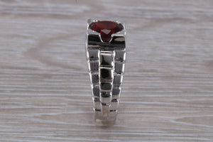 Chunky Gents Garnet set Silver Ring