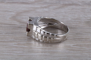 Chunky Gents Garnet set Silver Ring