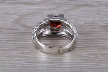 Load image into Gallery viewer, Chunky Gents Garnet set Silver Ring