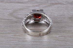Chunky Gents Garnet set Silver Ring