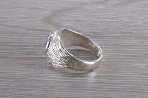Natural Oval cut Amethyst set Silver Ring