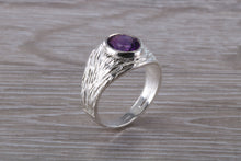 Load image into Gallery viewer, Natural Oval cut Amethyst set Silver Ring