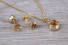 Load image into Gallery viewer, Round cut Citrine Earrings and Matching Necklace set in Yellow Gold