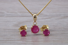 Load image into Gallery viewer, Round cut Ruby Necklace with Matching Earrings