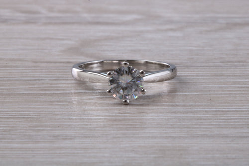One carat Moissanite Diamond set in a Six Claw Solitaire
