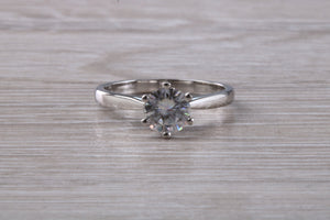 One carat Moissanite Diamond set in a Six Claw Solitaire