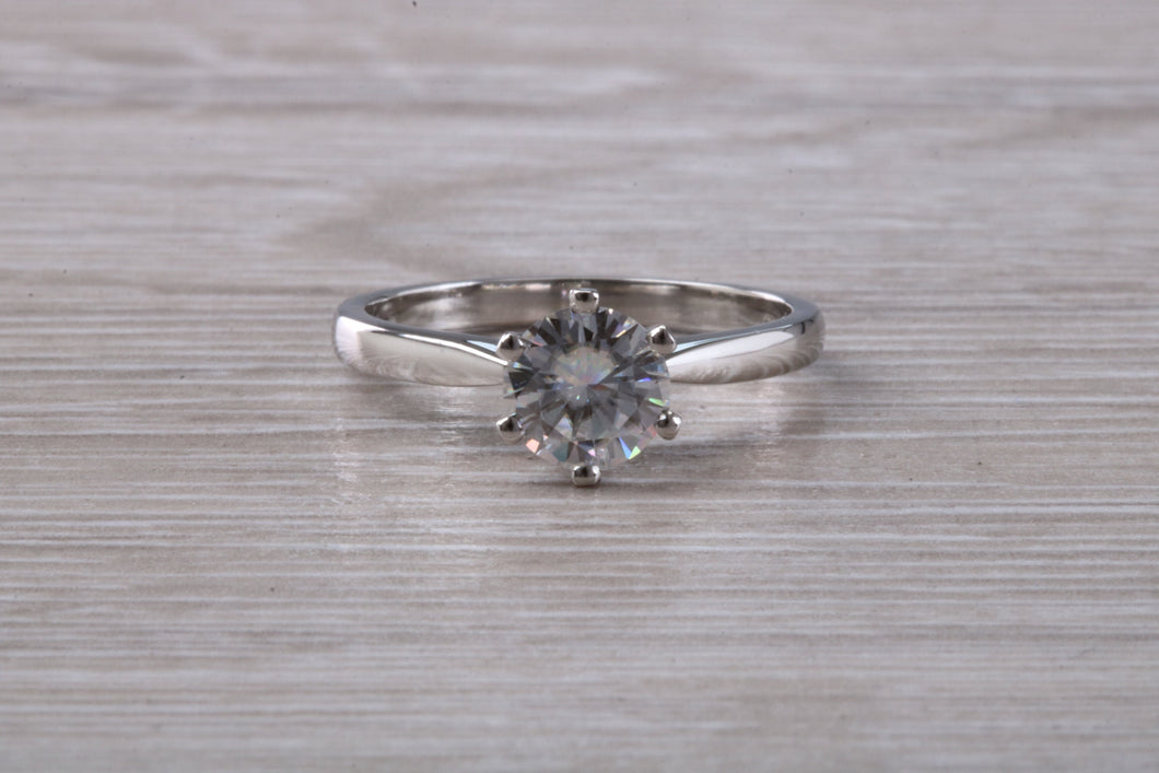One carat Moissanite Diamond set in a Six Claw Solitaire