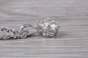 One carat round Moissanite Diamond Solitaire Necklace