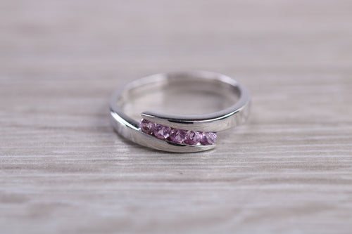 Pink Topaz set White Gold Ring