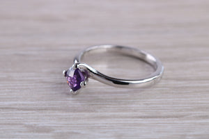 Chequered cut Amethyst Twist Shank Ring
