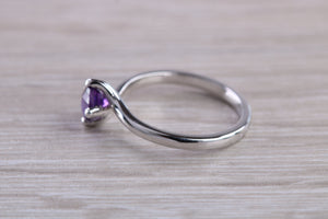 Chequered cut Amethyst Twist Shank Ring