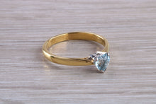 Load image into Gallery viewer, Heart Shaped Aquamarine set 18ct Gold and Platinum Solitaire