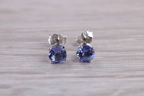 1.00ct Tanzanite set Solitaire Stud Earrings