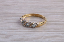 Load image into Gallery viewer, Blue topaz and diamond set ring. 9ct yellow gold with real diamonds and real topaz